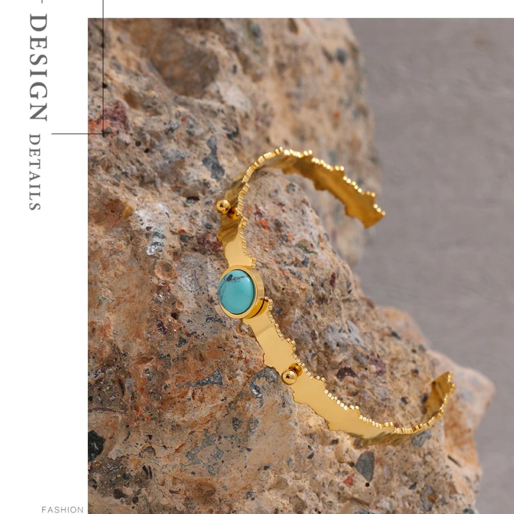 Stainless Steel Stone Bangle Bracelet Metallic